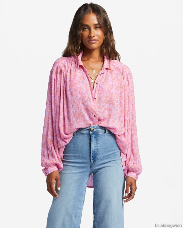 Billabong Clothing 00V681753 | Billabong Tag für Tag Langarmshirt Rosa Spuren Frauen