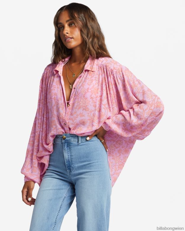 Billabong Clothing 00V681753 | Billabong Tag für Tag Langarmshirt Rosa Spuren Frauen