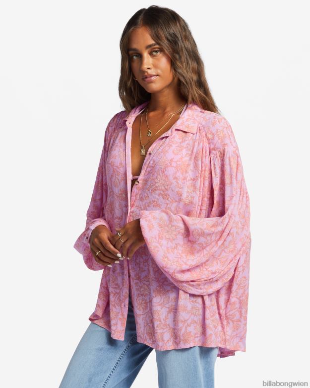 Billabong Clothing 00V681753 | Billabong Tag für Tag Langarmshirt Rosa Spuren Frauen