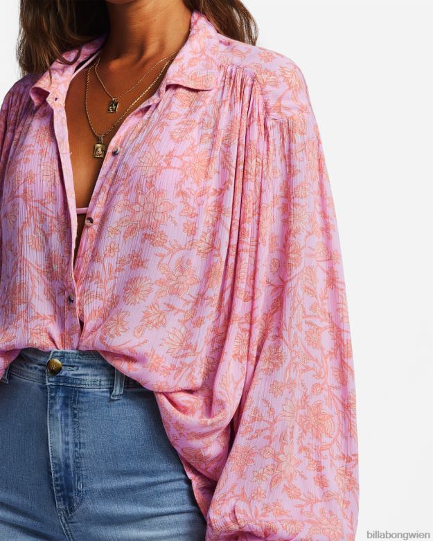 Billabong Clothing 00V681753 | Billabong Tag für Tag Langarmshirt Rosa Spuren Frauen