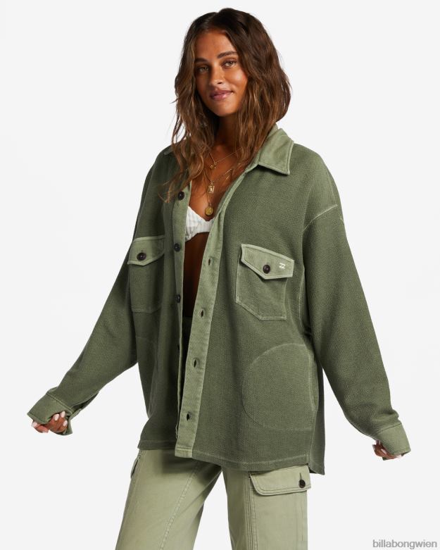 Billabong Clothing 00V681770 | Billabong Übergroßes Überhemd „anytime lite“. Liebe Armee Frauen