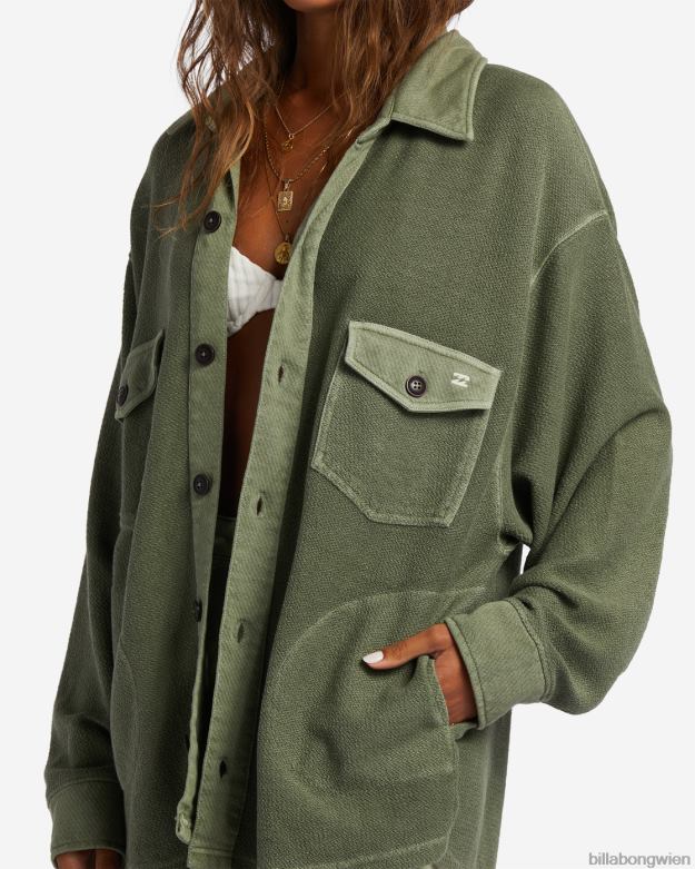 Billabong Clothing 00V681770 | Billabong Übergroßes Überhemd „anytime lite“. Liebe Armee Frauen