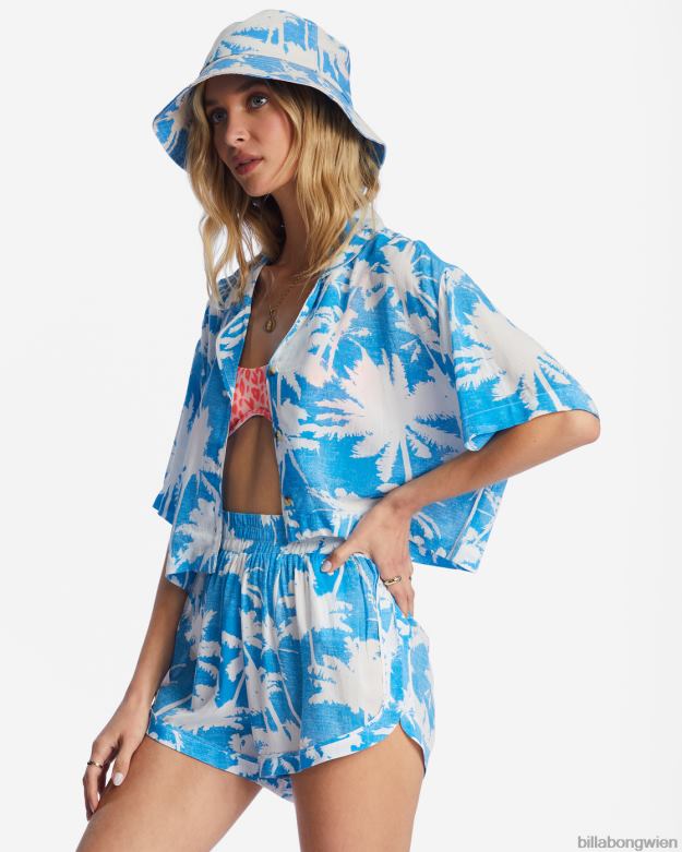 Billabong Clothing 00V681964 | Billabong Die Sonne scheint, kurzes Hemd blaues Hawaii Frauen