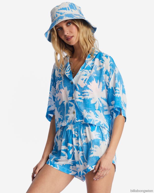 Billabong Clothing 00V681964 | Billabong Die Sonne scheint, kurzes Hemd blaues Hawaii Frauen