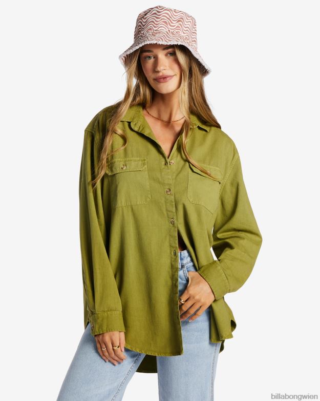 Billabong Clothing 00V682068 | Billabong So stoked Twill-Langarmhemd grüne Augen Frauen