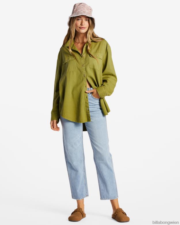 Billabong Clothing 00V682068 | Billabong So stoked Twill-Langarmhemd grüne Augen Frauen