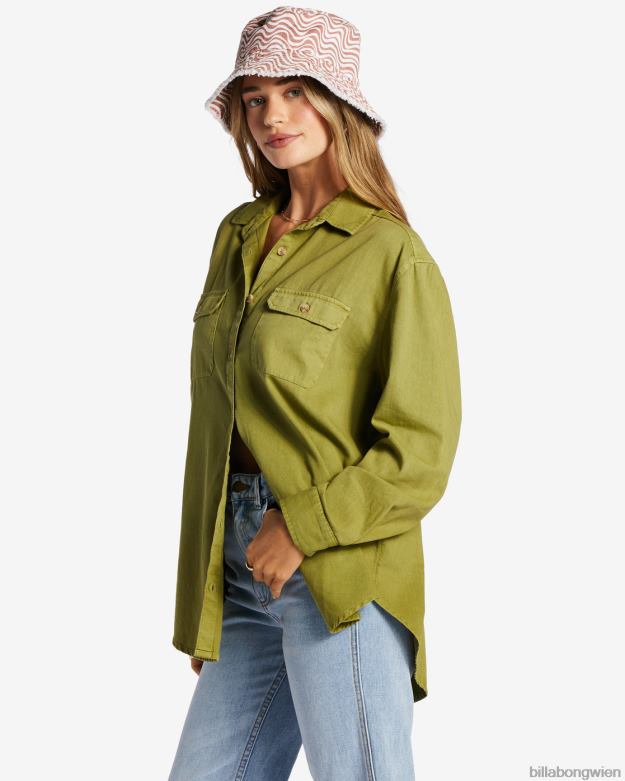Billabong Clothing 00V682068 | Billabong So stoked Twill-Langarmhemd grüne Augen Frauen
