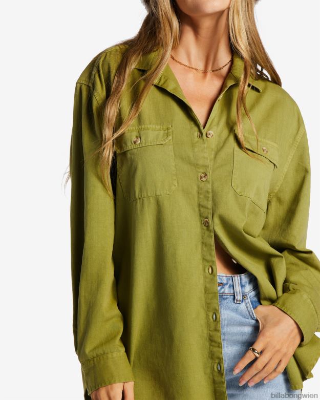 Billabong Clothing 00V682068 | Billabong So stoked Twill-Langarmhemd grüne Augen Frauen