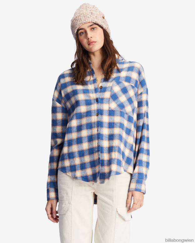 Billabong Clothing 00V682214 | Billabong Lässiges, luftiges Langarmhemd mit Knopfleiste Indigo-Liebe Frauen