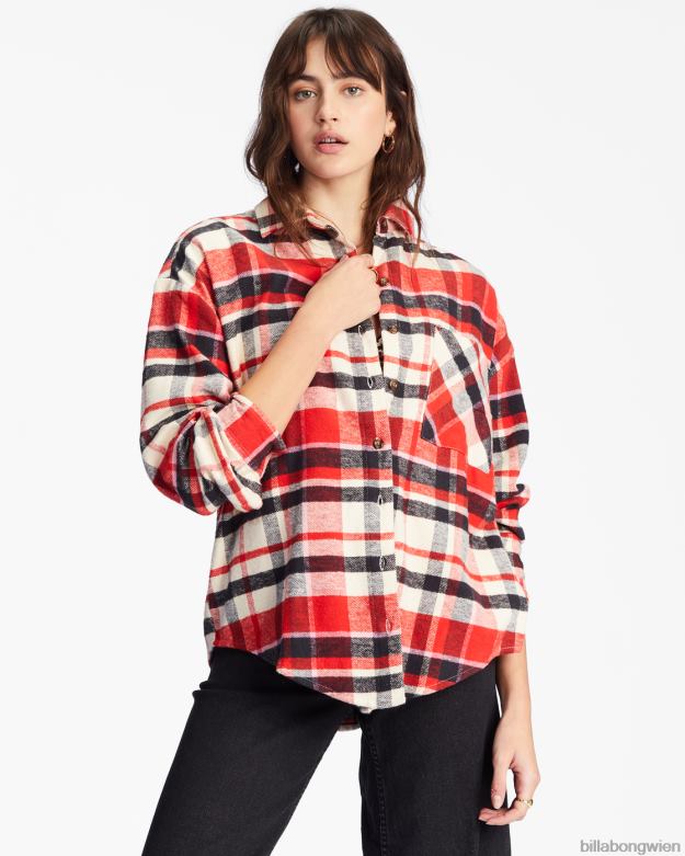 Billabong Clothing 00V682216 | Billabong Lässiges, luftiges Langarmhemd mit Knopfleiste rote Magie Frauen
