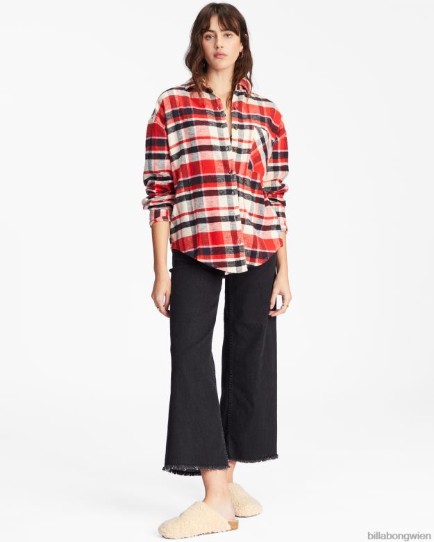 Billabong Clothing 00V682216 | Billabong Lässiges, luftiges Langarmhemd mit Knopfleiste rote Magie Frauen