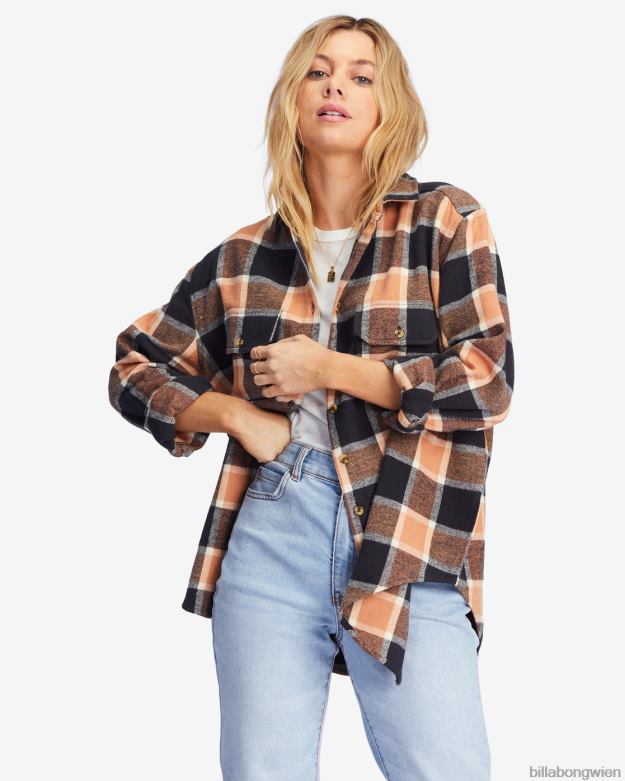 Billabong Clothing 00V682217 | Billabong so stoked übergroßes Button-Down-Flanellhemd bräunen Frauen