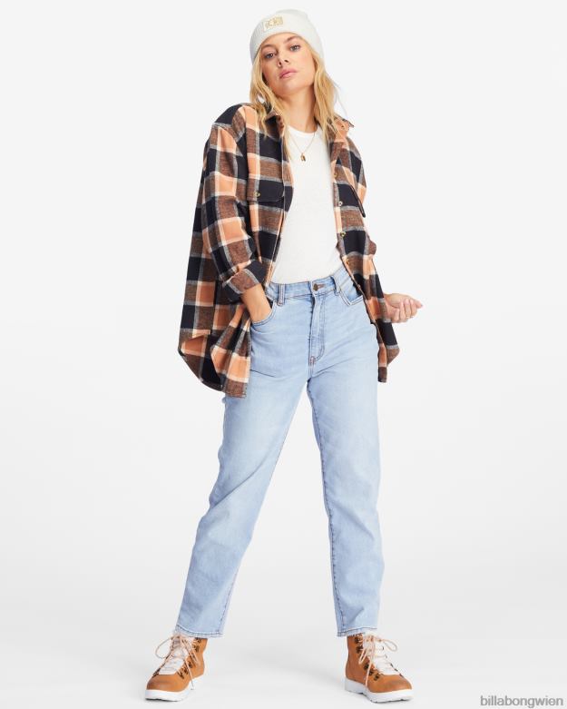 Billabong Clothing 00V682217 | Billabong so stoked übergroßes Button-Down-Flanellhemd bräunen Frauen