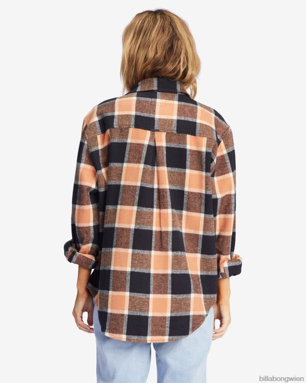 Billabong Clothing 00V682217 | Billabong so stoked übergroßes Button-Down-Flanellhemd bräunen Frauen