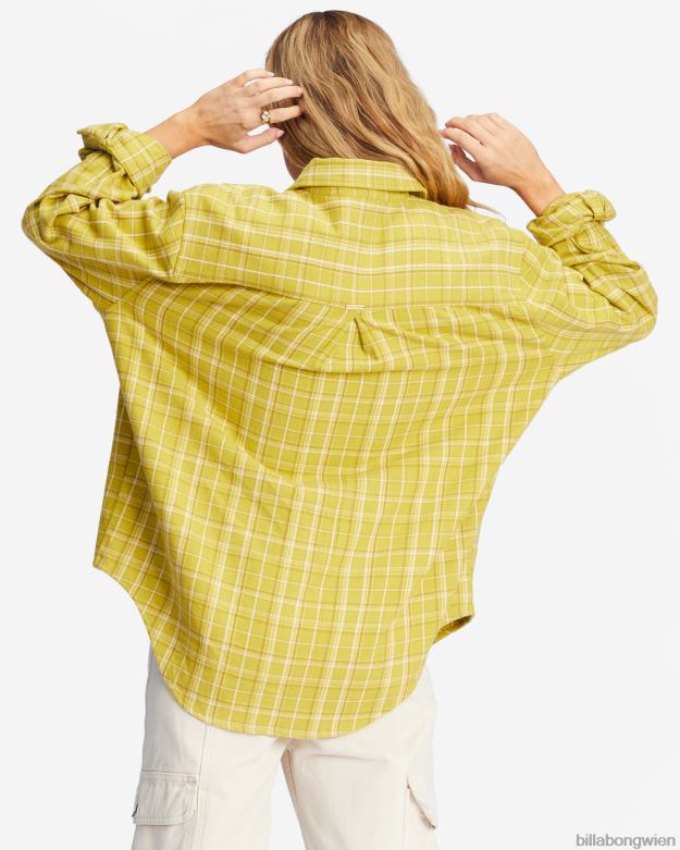 Billabong Clothing 00V682226 | Billabong so stoked übergroßes Button-Down-Flanellhemd grüner Neid Frauen