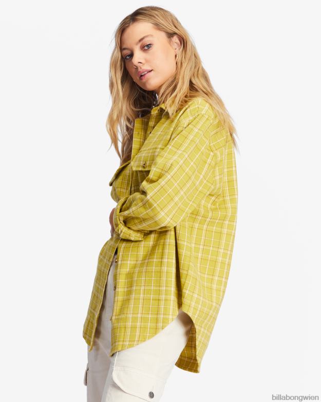Billabong Clothing 00V682226 | Billabong so stoked übergroßes Button-Down-Flanellhemd grüner Neid Frauen
