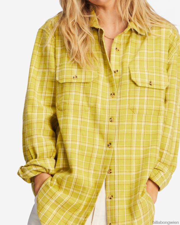 Billabong Clothing 00V682226 | Billabong so stoked übergroßes Button-Down-Flanellhemd grüner Neid Frauen