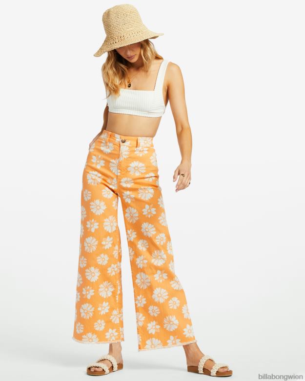 Billabong Clothing 00V681781 | Billabong Hose mit weitem Bein und Free-Fall-Print Orangenschale Frauen
