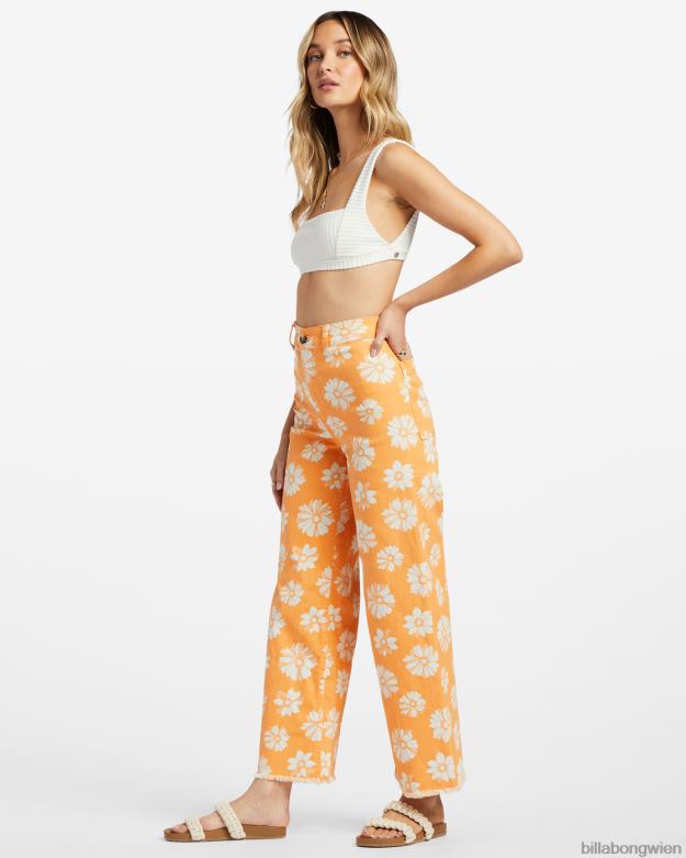 Billabong Clothing 00V681781 | Billabong Hose mit weitem Bein und Free-Fall-Print Orangenschale Frauen