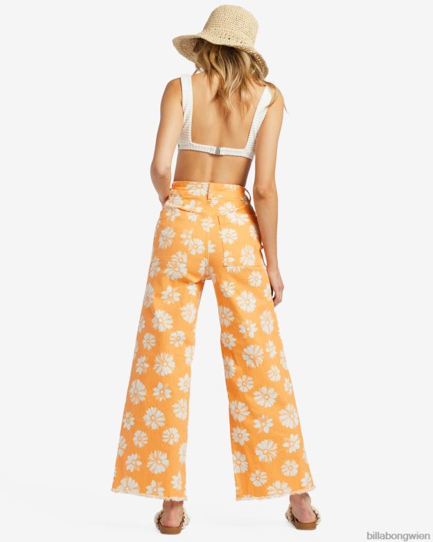 Billabong Clothing 00V681781 | Billabong Hose mit weitem Bein und Free-Fall-Print Orangenschale Frauen