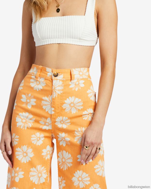 Billabong Clothing 00V681781 | Billabong Hose mit weitem Bein und Free-Fall-Print Orangenschale Frauen
