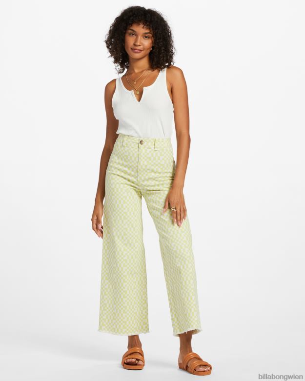 Billabong Clothing 00V681799 | Billabong Hose mit weitem Bein und Free-Fall-Print helle Limette Frauen