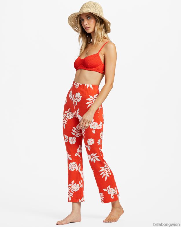 Billabong Clothing 00V681815 | Billabong hoch dehnbare, ausgestellte Strickhose rotes Aloha Frauen