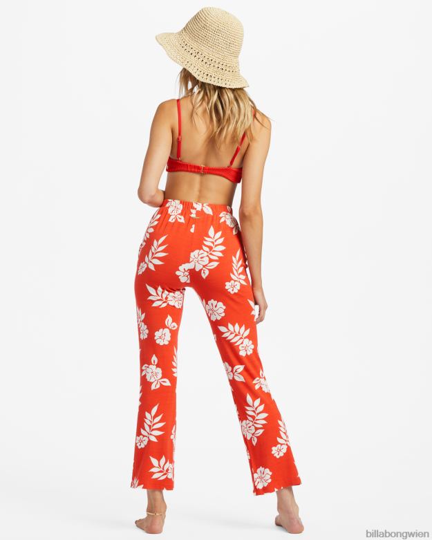 Billabong Clothing 00V681815 | Billabong hoch dehnbare, ausgestellte Strickhose rotes Aloha Frauen