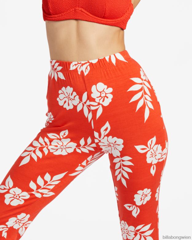 Billabong Clothing 00V681815 | Billabong hoch dehnbare, ausgestellte Strickhose rotes Aloha Frauen