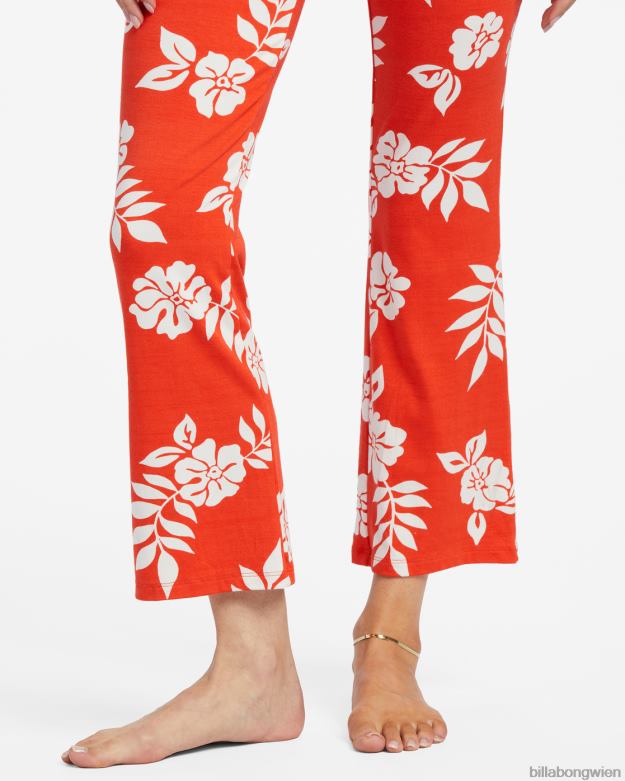 Billabong Clothing 00V681815 | Billabong hoch dehnbare, ausgestellte Strickhose rotes Aloha Frauen