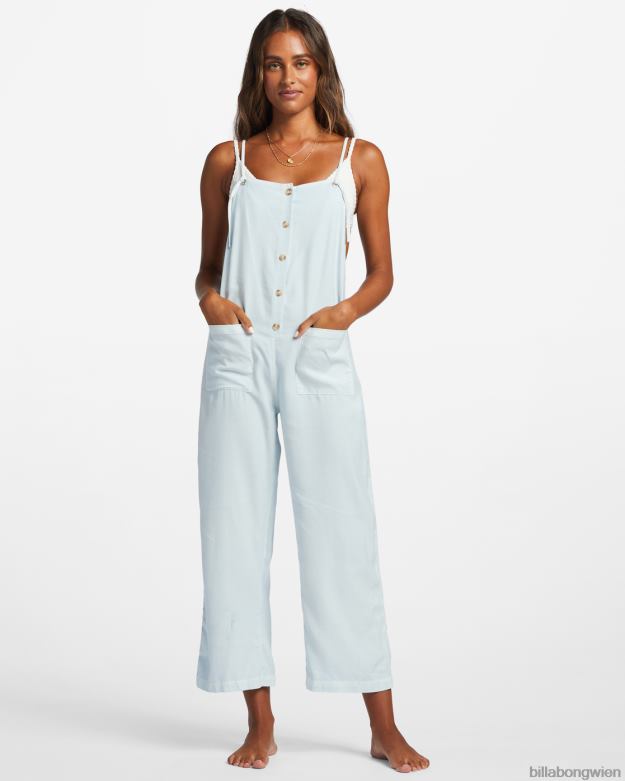 Billabong Clothing 00V681821 | Billabong Beach-Cruiser-Overall mit weitem Bein helles Chambray Frauen