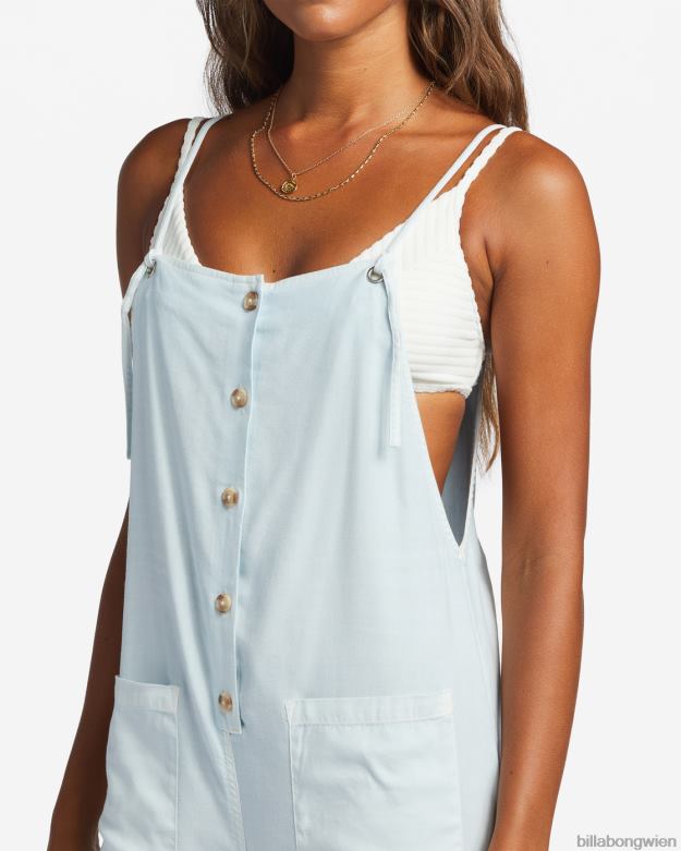 Billabong Clothing 00V681821 | Billabong Beach-Cruiser-Overall mit weitem Bein helles Chambray Frauen