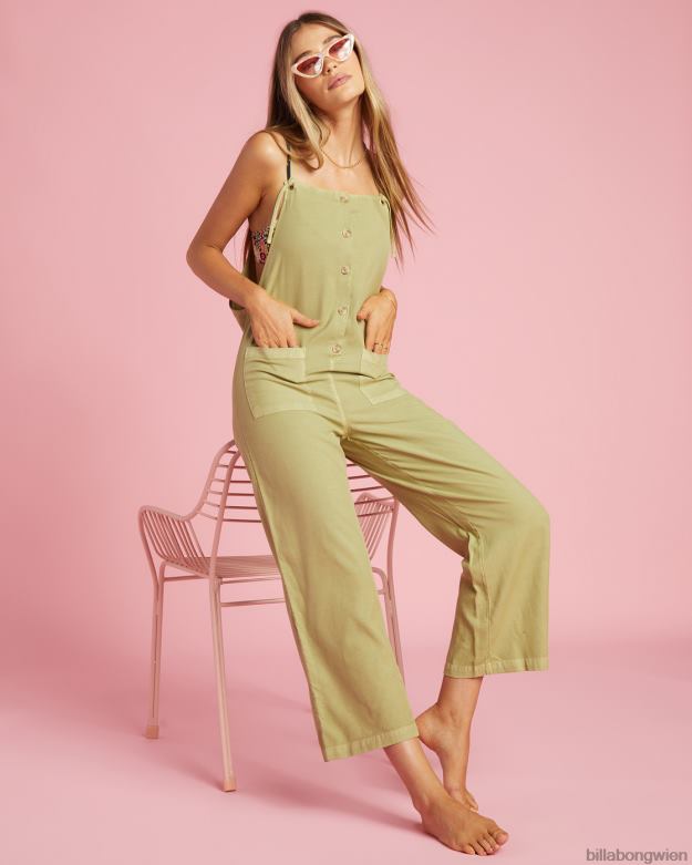 Billabong Clothing 00V681904 | Billabong Beach-Cruiser-Overall mit weitem Bein Avocado Frauen