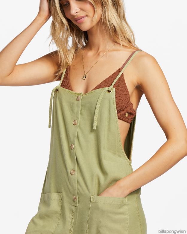 Billabong Clothing 00V681904 | Billabong Beach-Cruiser-Overall mit weitem Bein Avocado Frauen