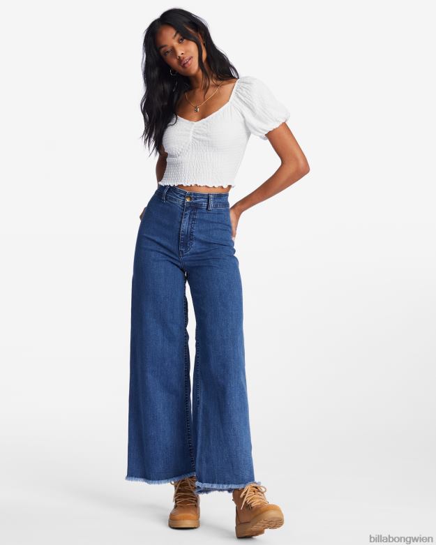 Billabong Clothing 00V681931 | Billabong Free Fall Indigo-Jeans mit weitem Bein dunkler Dunst Frauen