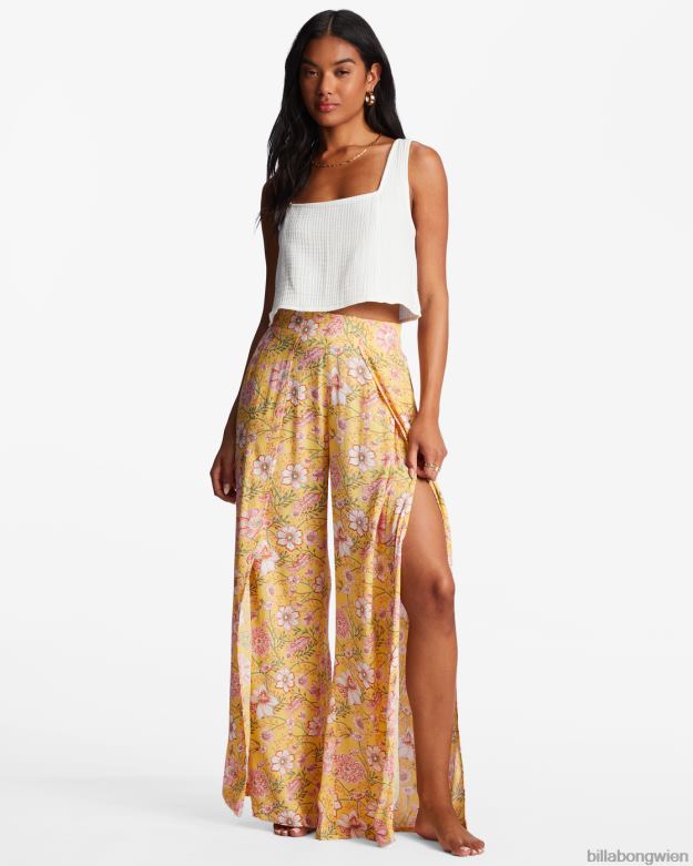 Billabong Clothing 00V681957 | Billabong Split-Spirit-Blumenhose goldener Pfirsich Frauen