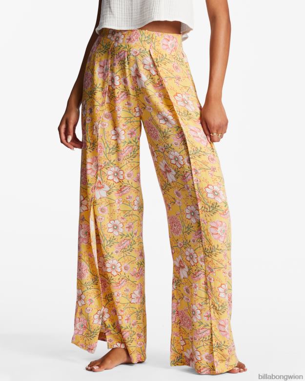 Billabong Clothing 00V681957 | Billabong Split-Spirit-Blumenhose goldener Pfirsich Frauen