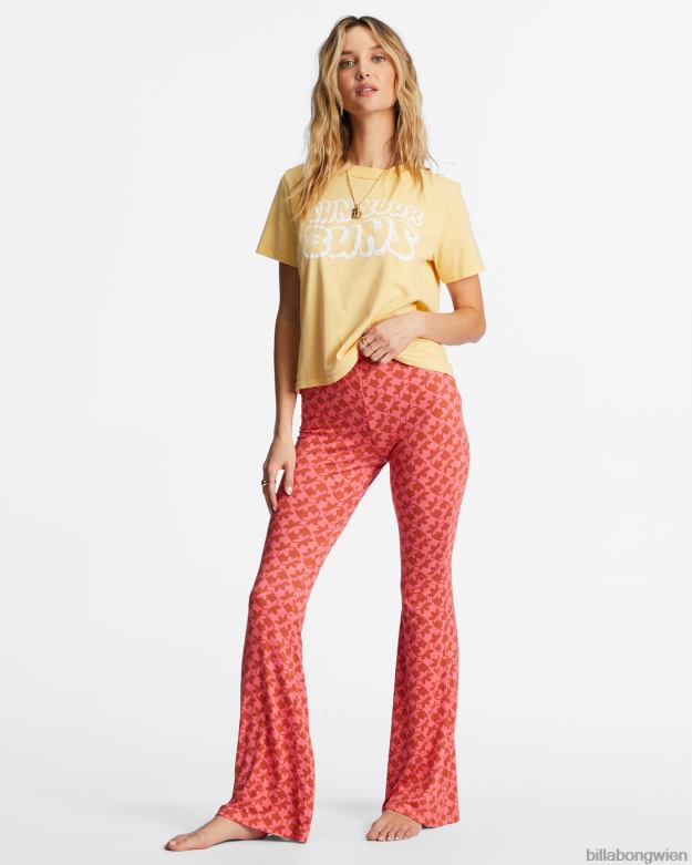 Billabong Clothing 00V681968 | Billabong Sundown-Schlaghose mit hoher Taille Korallenschwarm Frauen