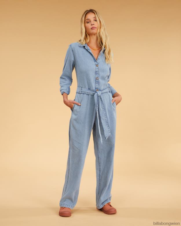 Billabong Clothing 00V682319 | Billabong Salty Blonde Sunday Uniform Langarm-Jumpsuit salzig blau Frauen