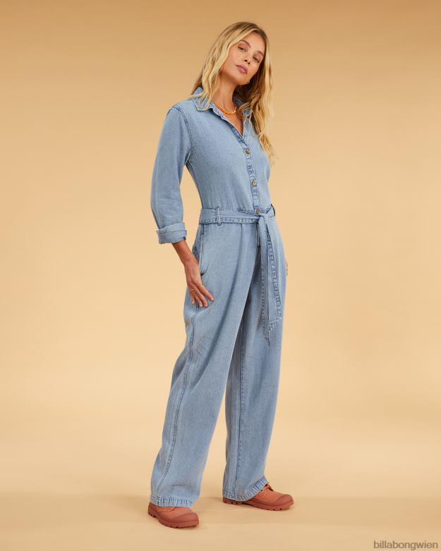 Billabong Clothing 00V682319 | Billabong Salty Blonde Sunday Uniform Langarm-Jumpsuit salzig blau Frauen
