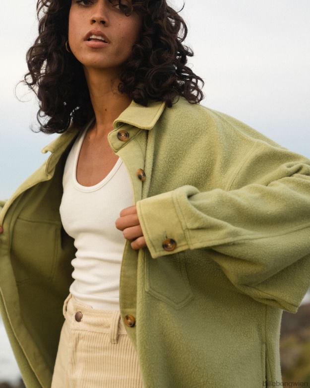 Billabong Clothing 00V681963 | Billabong Anytime-Shacket-Oversize-Jacke mit durchgehender Knopfleiste Avocado Frauen