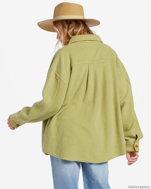 Billabong Clothing 00V681963 | Billabong Anytime-Shacket-Oversize-Jacke mit durchgehender Knopfleiste Avocado Frauen
