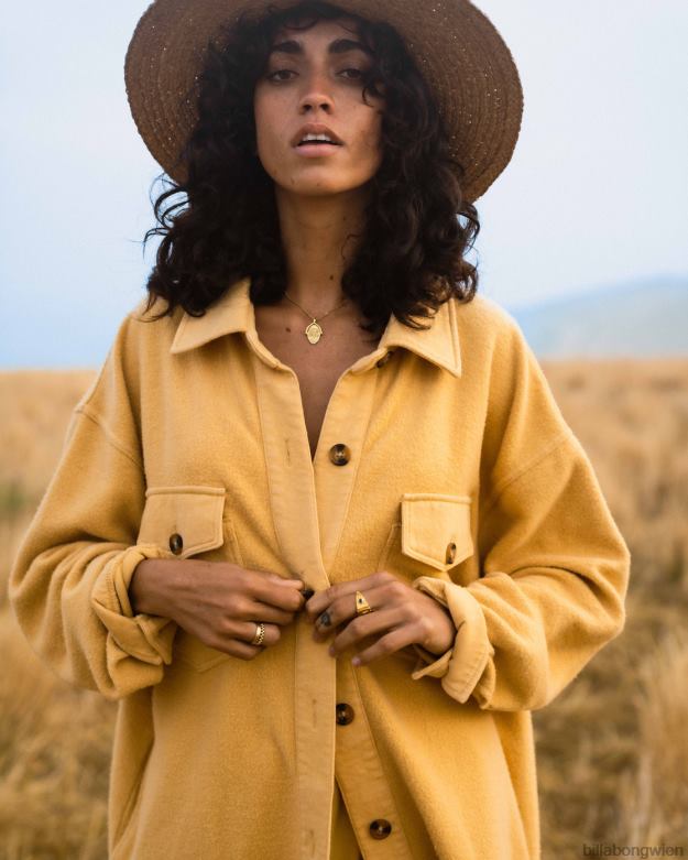 Billabong Clothing 00V682116 | Billabong Anytime-Shacket-Oversize-Jacke mit durchgehender Knopfleiste Goldküste Frauen