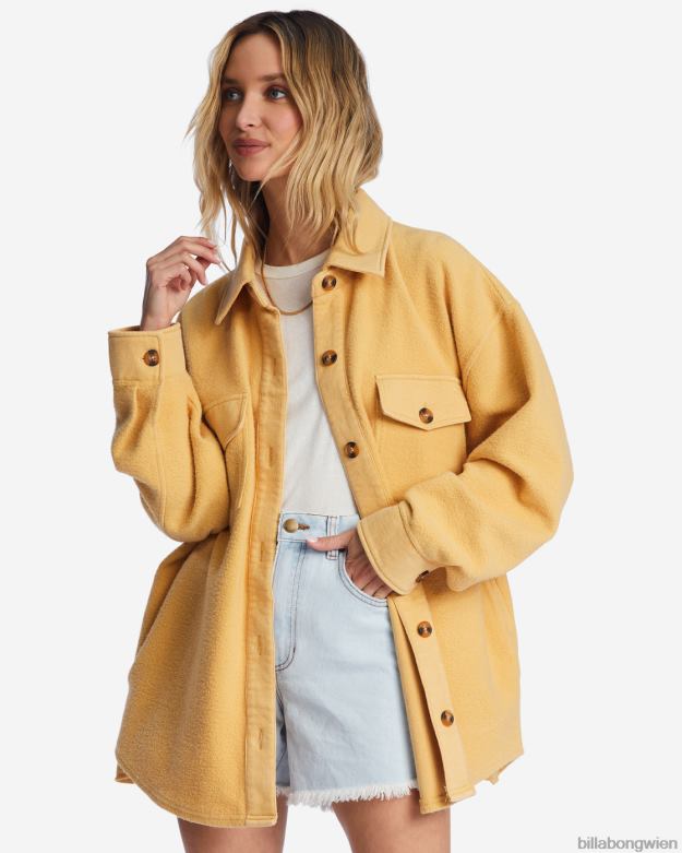 Billabong Clothing 00V682116 | Billabong Anytime-Shacket-Oversize-Jacke mit durchgehender Knopfleiste Goldküste Frauen