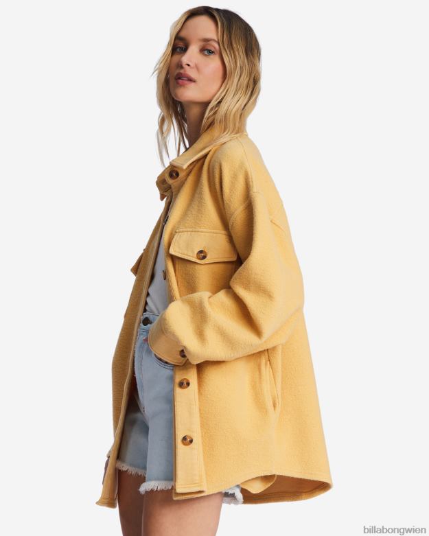 Billabong Clothing 00V682116 | Billabong Anytime-Shacket-Oversize-Jacke mit durchgehender Knopfleiste Goldküste Frauen