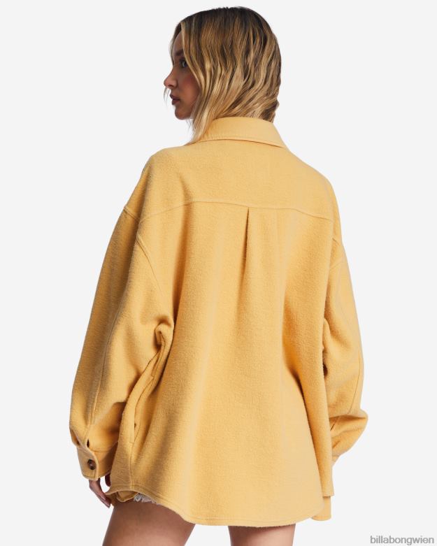 Billabong Clothing 00V682116 | Billabong Anytime-Shacket-Oversize-Jacke mit durchgehender Knopfleiste Goldküste Frauen