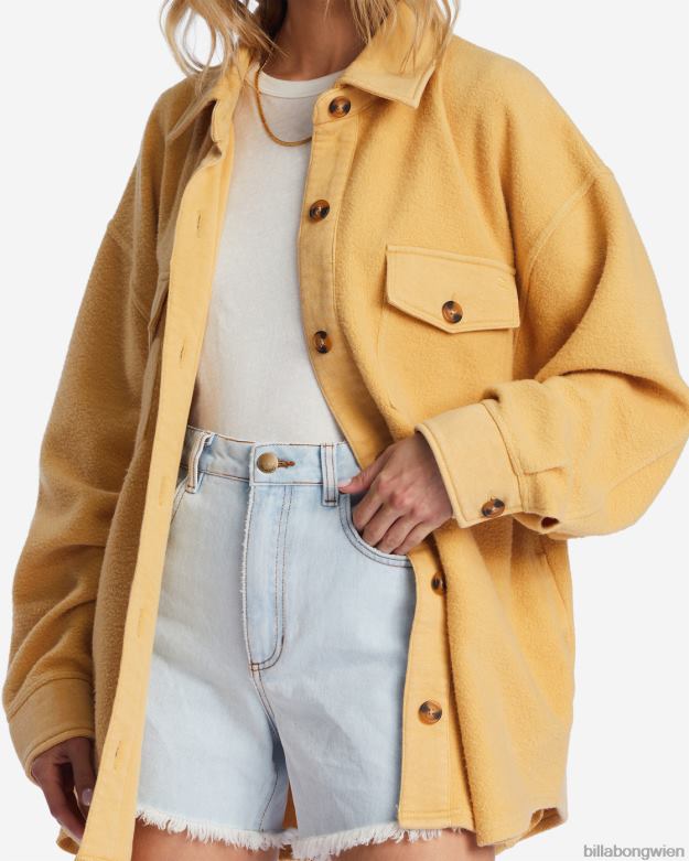 Billabong Clothing 00V682116 | Billabong Anytime-Shacket-Oversize-Jacke mit durchgehender Knopfleiste Goldküste Frauen