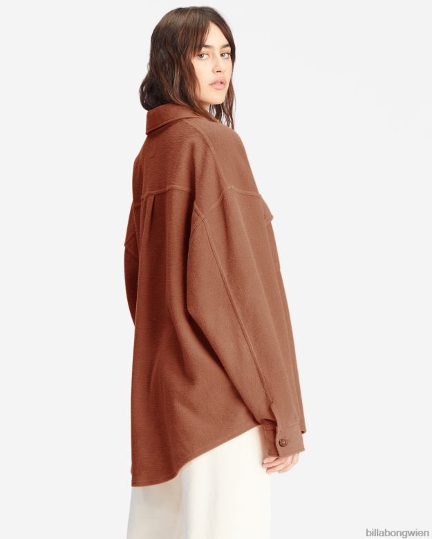 Billabong Clothing 00V682224 | Billabong Anytime-Shacket-Oversize-Jacke mit durchgehender Knopfleiste süße Schokolade Frauen