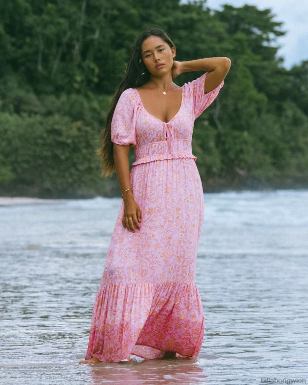 Billabong Clothing 00V681813 | Billabong Sweet on You Maxikleid Rosa Spuren Frauen