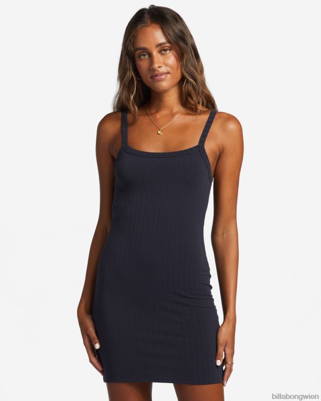 Billabong Clothing 00V681905 | Billabong Sommer-Babe-Rippenstrickkleid schwarzer Kieselstein Frauen